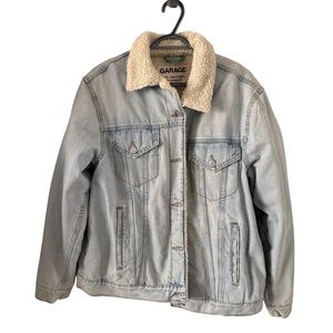 Garage Denim Jacket with Cream Sherpa Collar